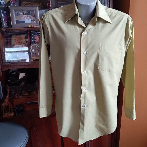 Medium Vintage Shirt Sears Mens Store Perma-Prest Green Button-Up 70's LS Japan - Picture 1 of 5